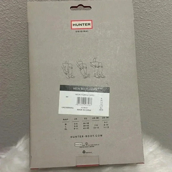 Hunter Original Tall Boots Neon Purple Socks - Picture 3 of 5